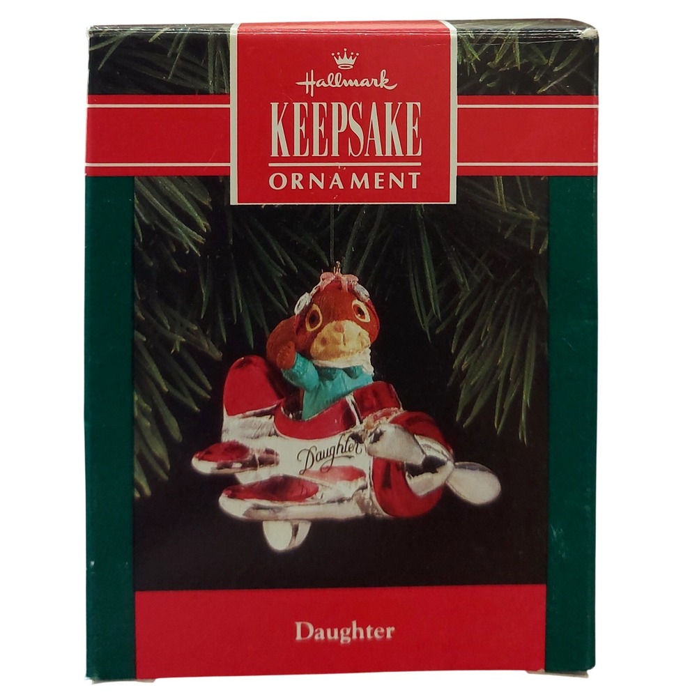 Vintage Hallmark Keepsake Ornament 1992 Daughter Squirrel Pilot Pink Airplane